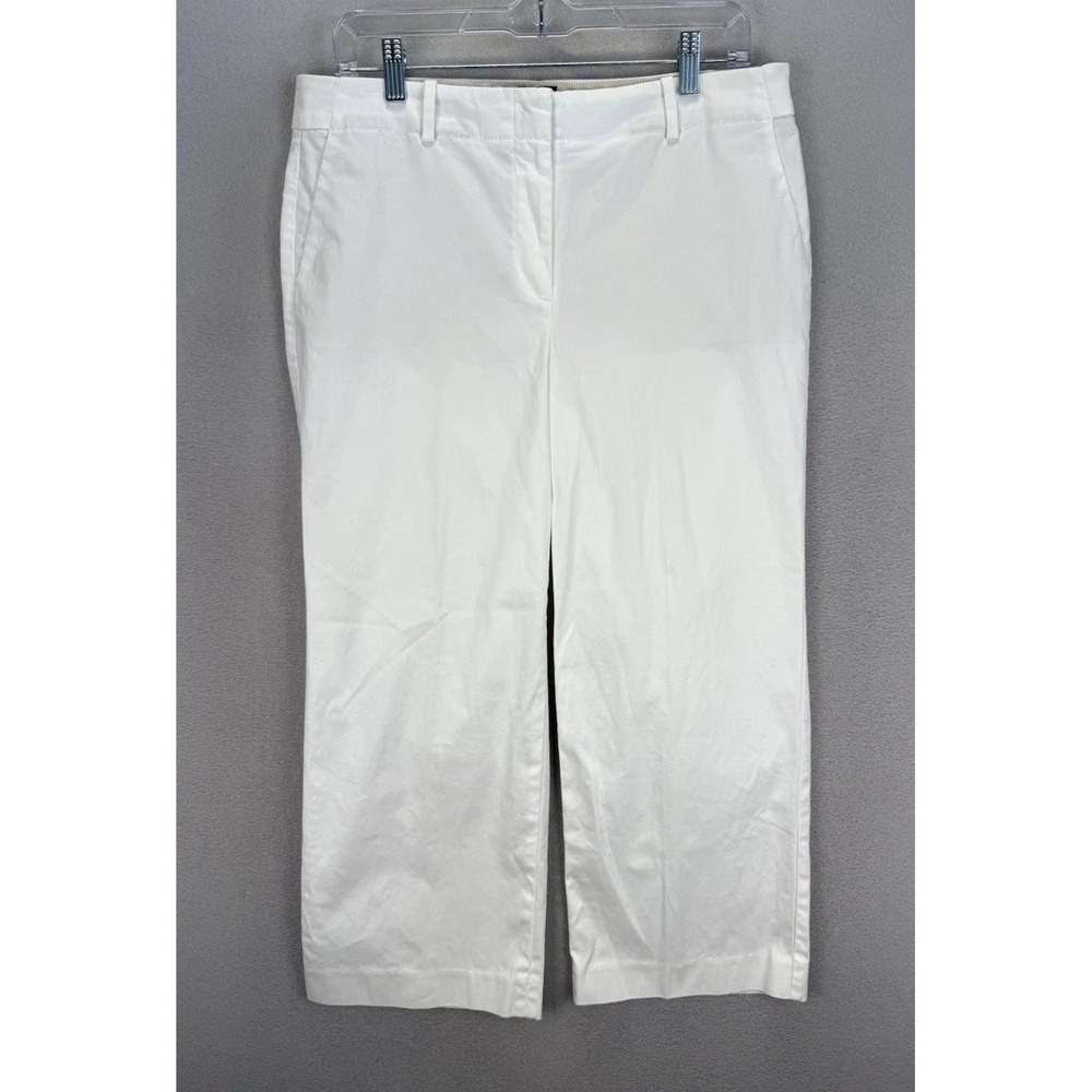 Talbots‎ Women's 8 White Mid-Rise Chelsea Cropped Stretchy Business Casual Pants